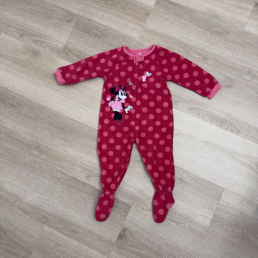 Disney Store Exclusive Minnie Mouse Fleece Footed Pajamas 2T Baby Sleeper